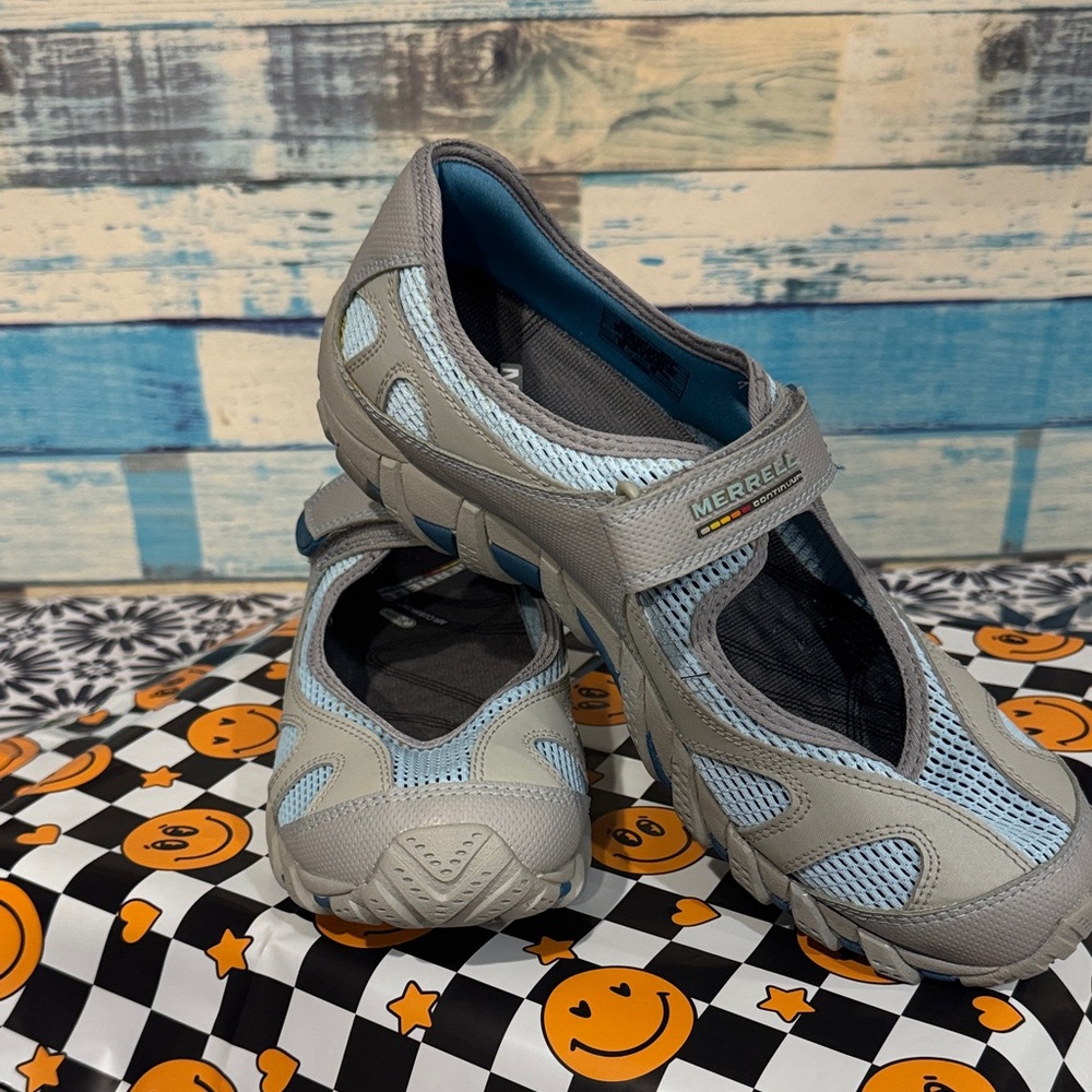 Merrell Gray and Blue Mesh Slip-On Shoes